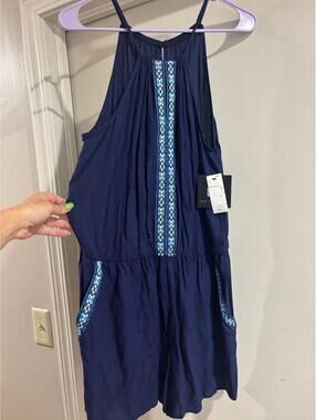 NWT I.N. San Francisco navy printed romper • XL